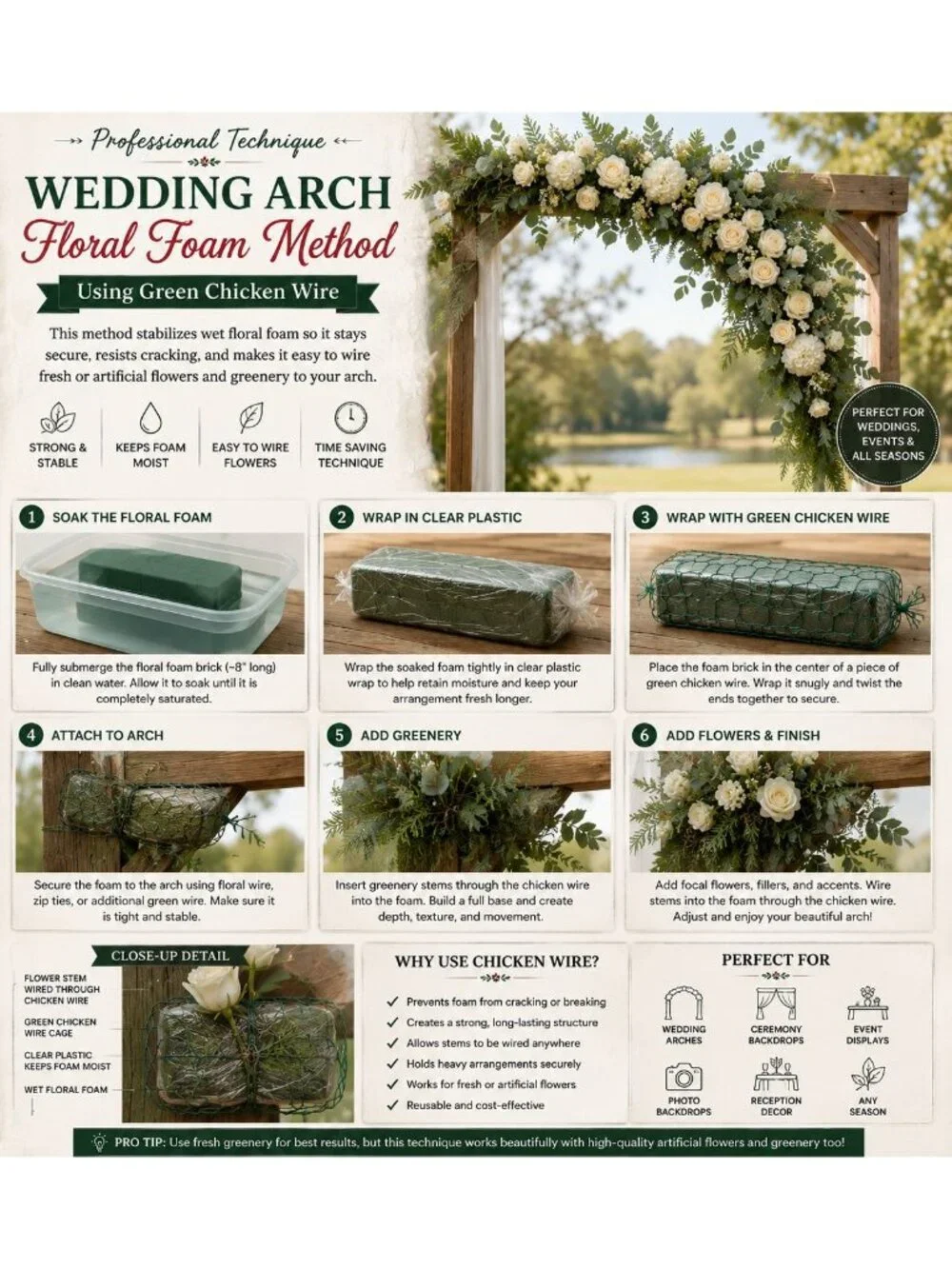 Green Chicken Wire Roll 4 Inch x 9.5 Foot Floral Wire for Wreath Making Wedding